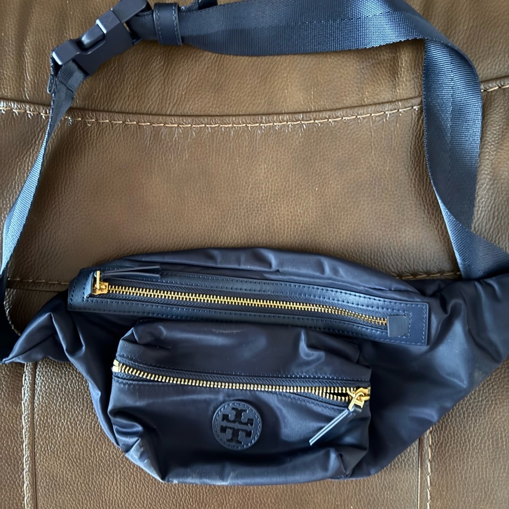 Tory Burch Navy BlueNylon Belt Bag with Gold Hardware